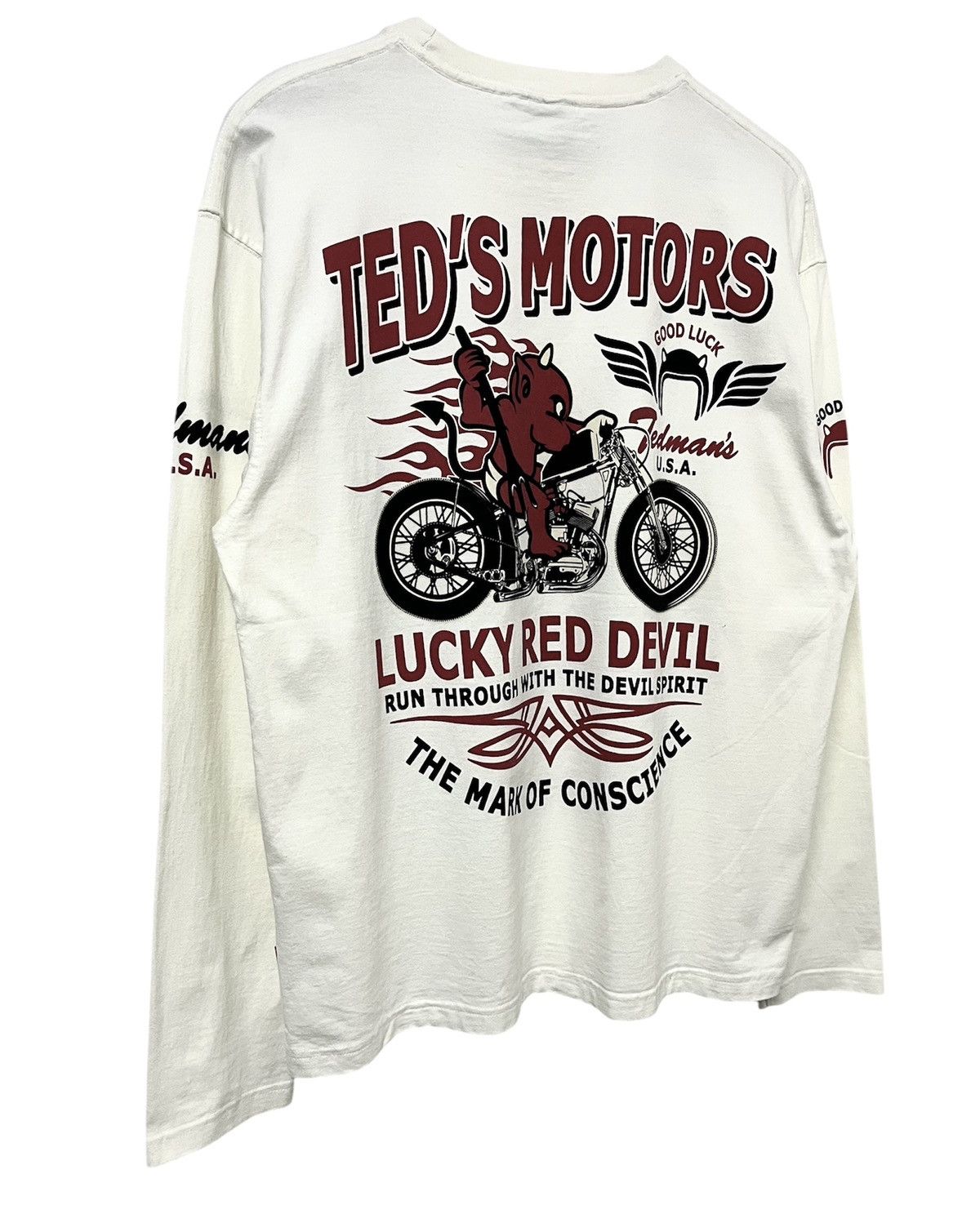 Japanese Brand TED COMPANY TED MAN LUCKY RED DEVIL RACING LONGSLEEVE TSHIRT Size US L / EU 52-54 / 3 - 10 Thumbnail