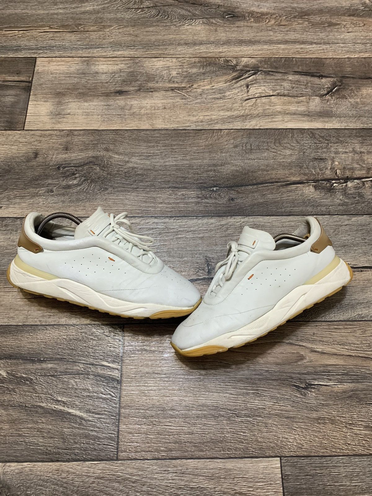 Santoni Santoni White Leather Sneakers Made in Italy US10 Size US 10 / EU 43 - 2 Thumbnail
