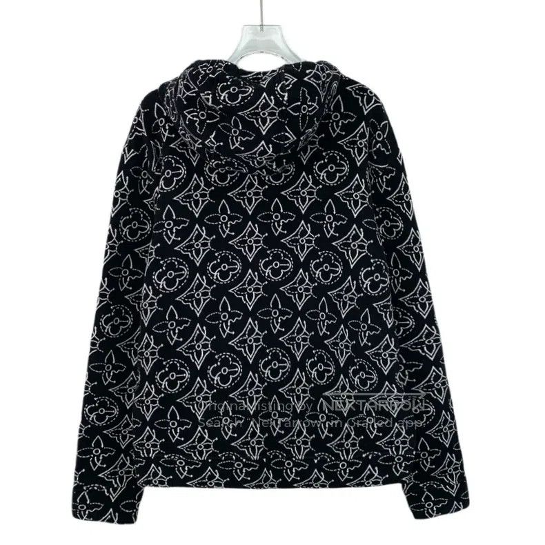 Louis Vuitton Louis Vuitton Black logo jacquard full print cotton hooded Size US L / EU 52-54 / 3 - 2 Thumbnail