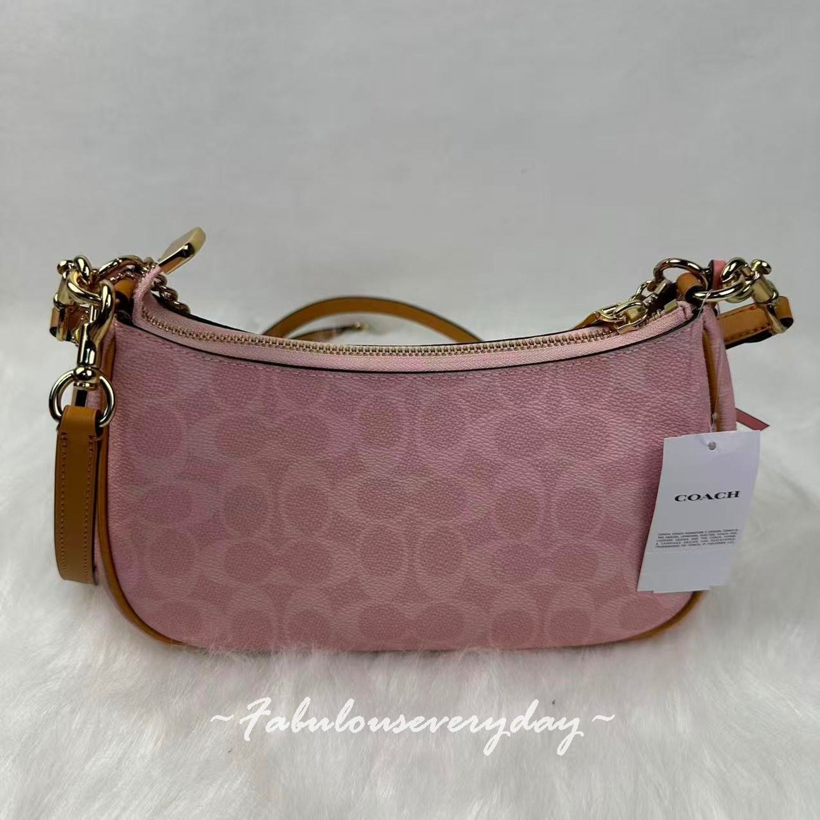 Coach Coach Teri Shoulder Signature Canvas Charms Gold/Powder Pink Size ONE SIZE - 4 Thumbnail