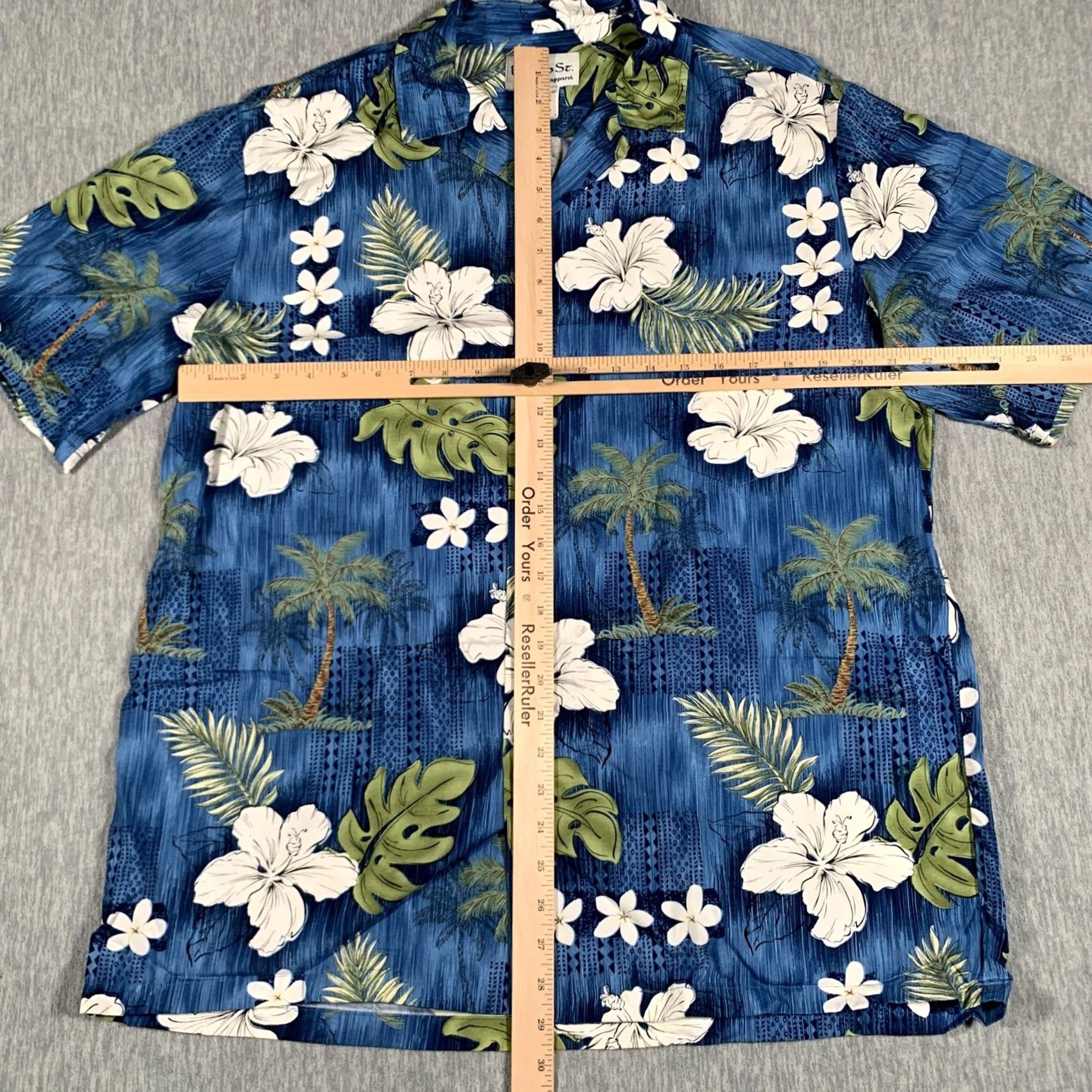 ALOHAS Bishop St Shirt Mens Large Blue Hawaiian Tropical Aloha Rayon Made Hawaii Size US L / EU 52-54 / 3 - 6 Thumbnail