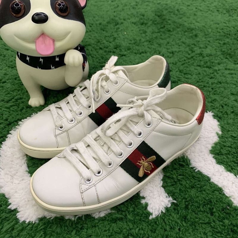 Gucci White Leather Ace Bee Sneakers 0079