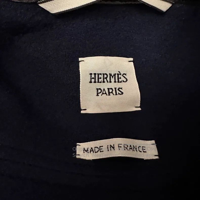 Hermes Hermes Navy Blue Leather Patch Cashmere Short Coat Size XS / US 0-2 / IT 36-38 - 4 Thumbnail