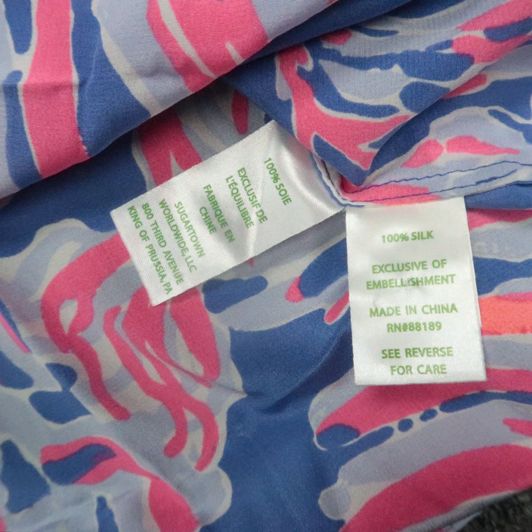 Lilly Pulitzer VINTAGE Lilly Pulitzer Shirt Womens XS Pink Blue Saria Silk Tasseled Top Simply Chic Size XS / US 0-2 / IT 36-38 - 5 Thumbnail
