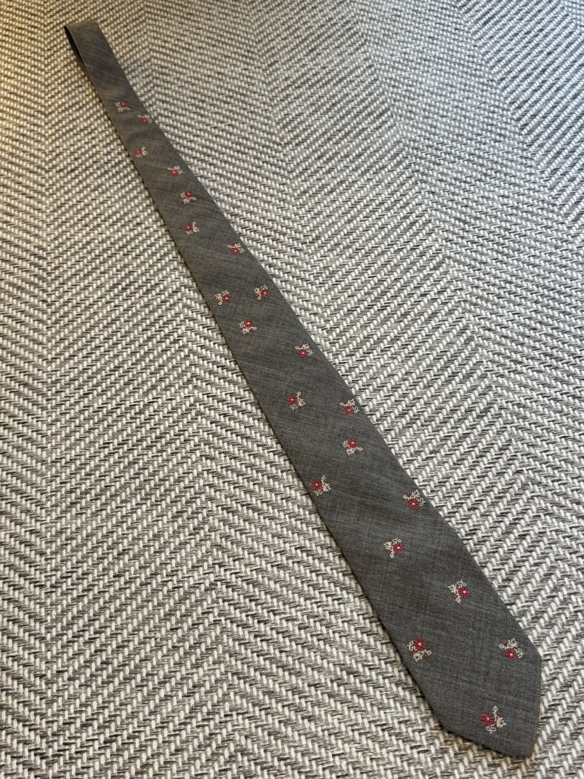 Comme des Garcons Homme COMME des GARÇONS HOMME Wool Embroidered Floral Tie Size ONE SIZE - 4 Thumbnail