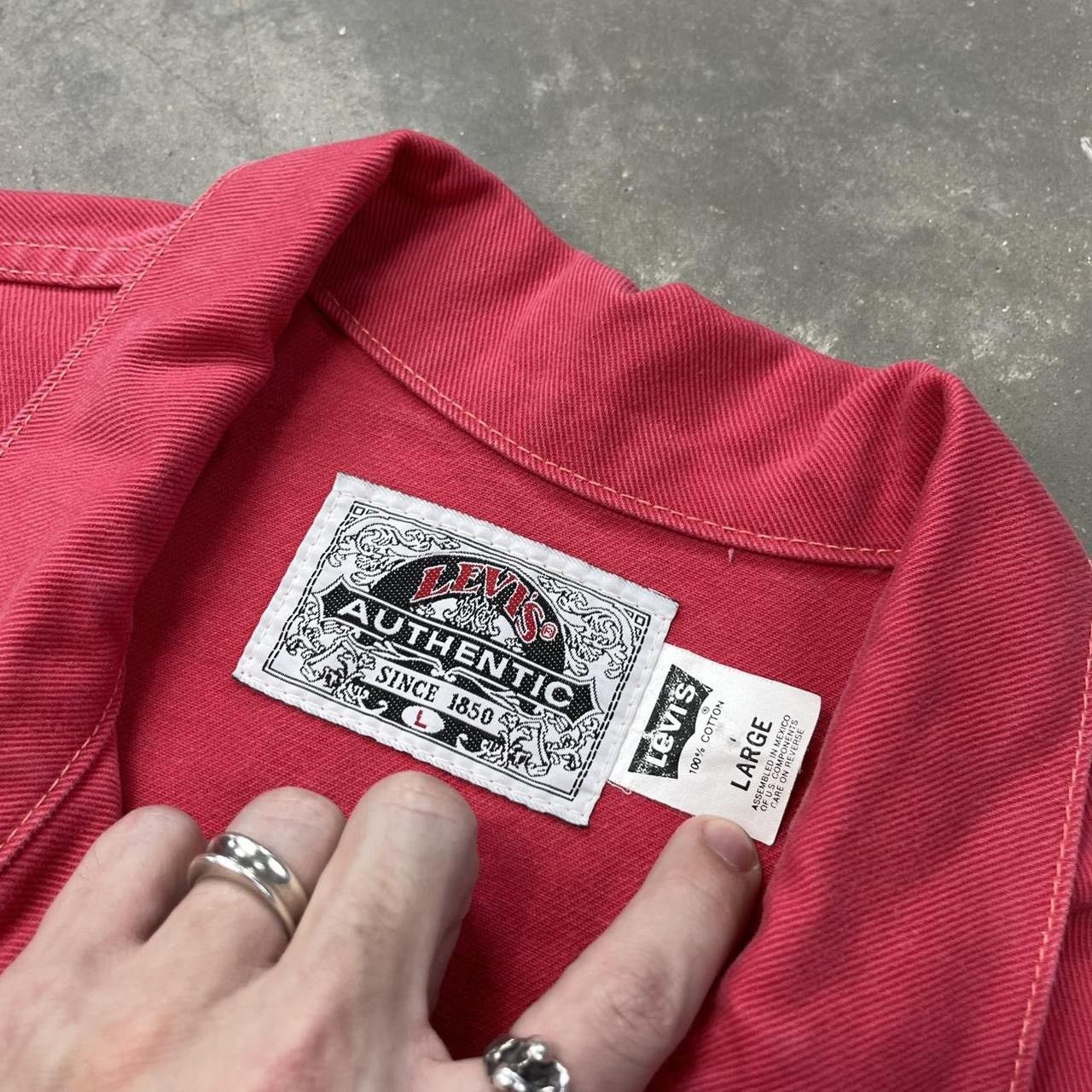 Levi's Vintage Levi’s Red Denim Trucker Jacket 90s Red Size US L / EU 52-54 / 3 - 4 Thumbnail
