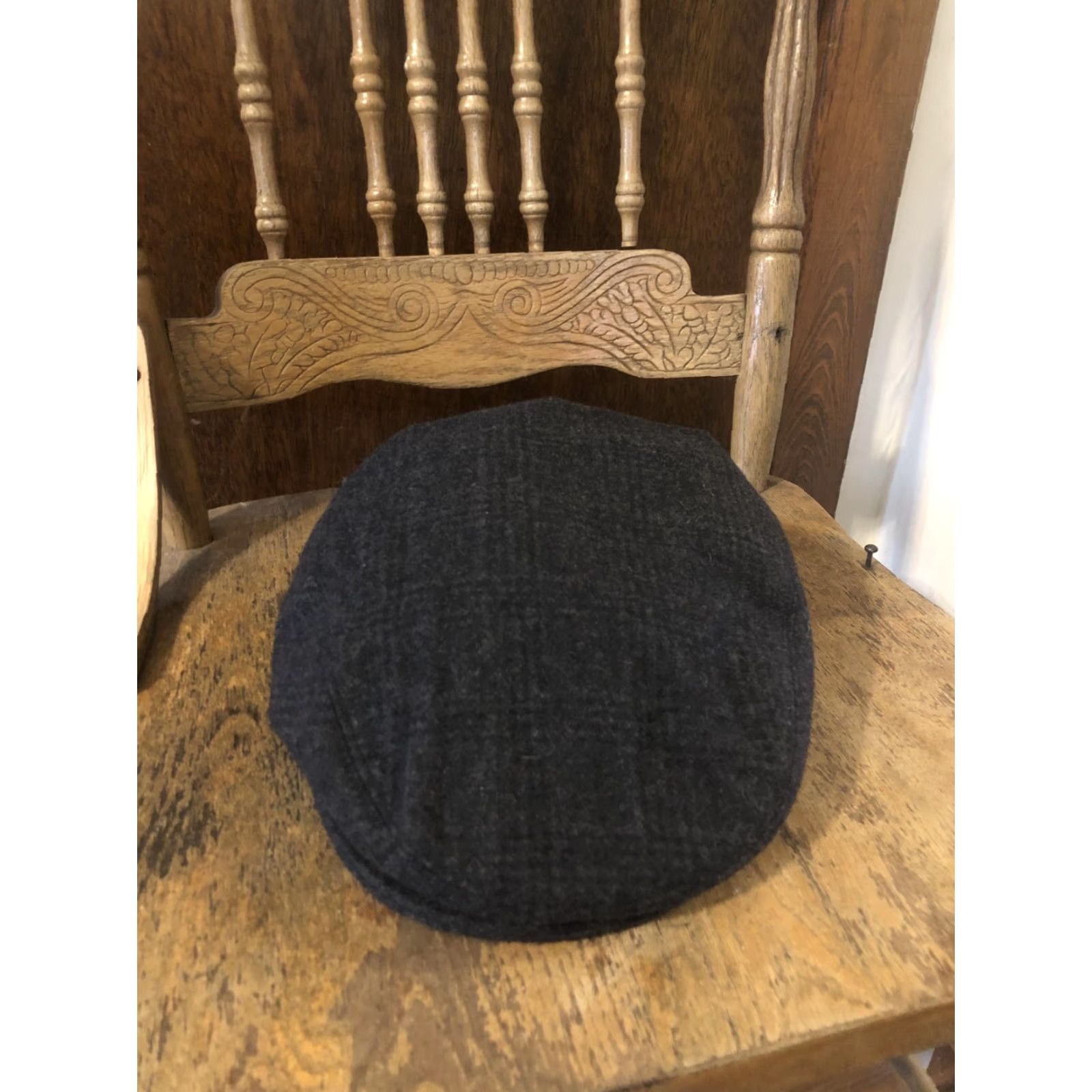 Vintage Epoch Hats Company Hat Cap Strap Back Mens XL Black Plaid Tweed Flat Ivy Lined Size ONE SIZE - 2 Thumbnail