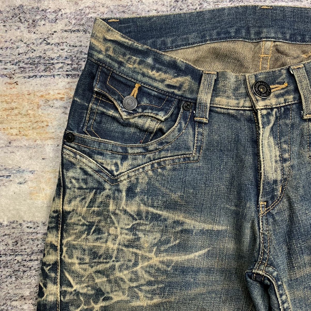 Japanese Brand Rattle trap mud wash flared distressed denim pants Size US 31 - 8 Thumbnail