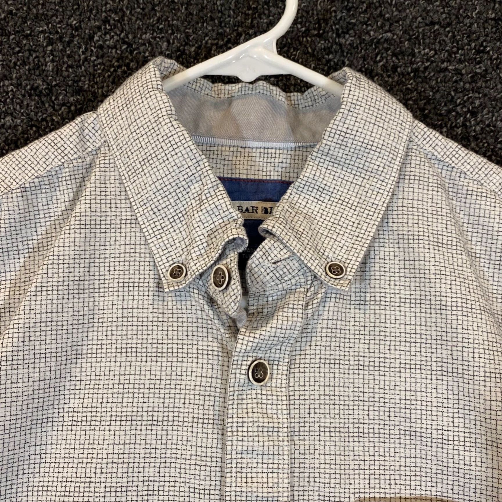 Vintage 32 Bar Blues Shirt Mens Medium White Gray Plaid Button Down Dress Top L/S Size US M / EU 48-50 / 2 - 2 Thumbnail