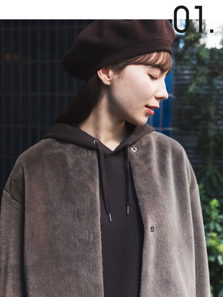 Japanese Brand × Uniqlo UNIQLO WOMEN'S SMOOTH YARN FAUX RABBIT FUR COLLARLESS JACKET Size L / US 10 / IT 46 - 2 Thumbnail