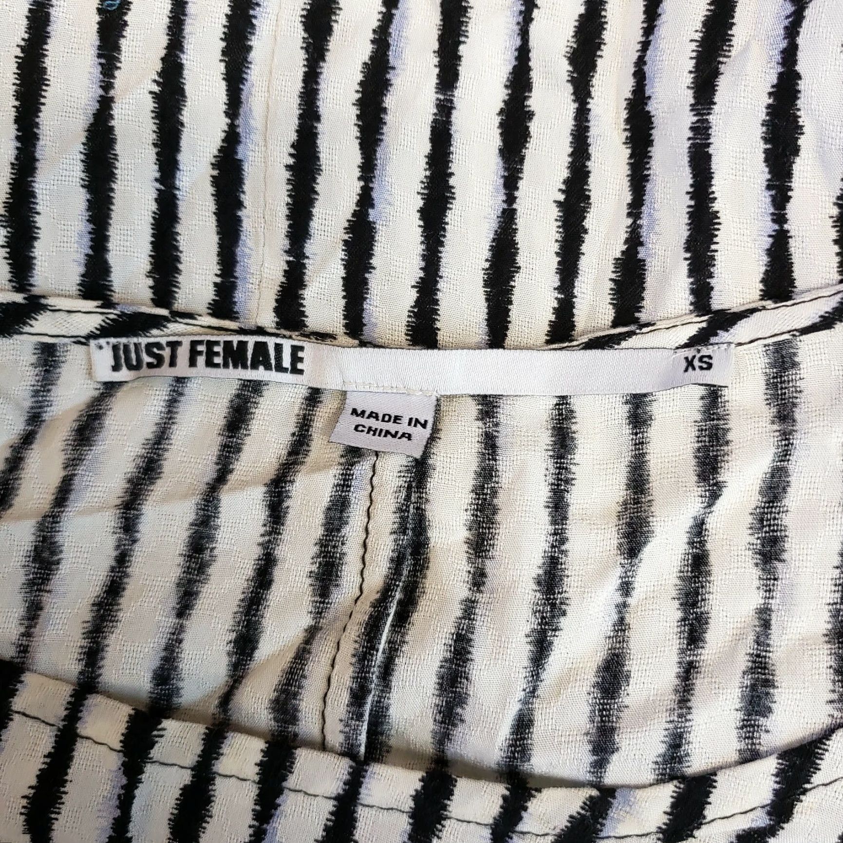 Vintage Just Female Womens Shift Dress XS Black White Stripes Belted Rayon Dress Size XS / US 0-2 / IT 36-38 - 4 Thumbnail