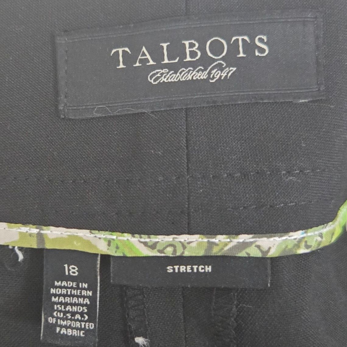 Other Talbots Womens Dress Pants 18 Black Stretch Flat Front Size 40" / US 18 - 8 Thumbnail