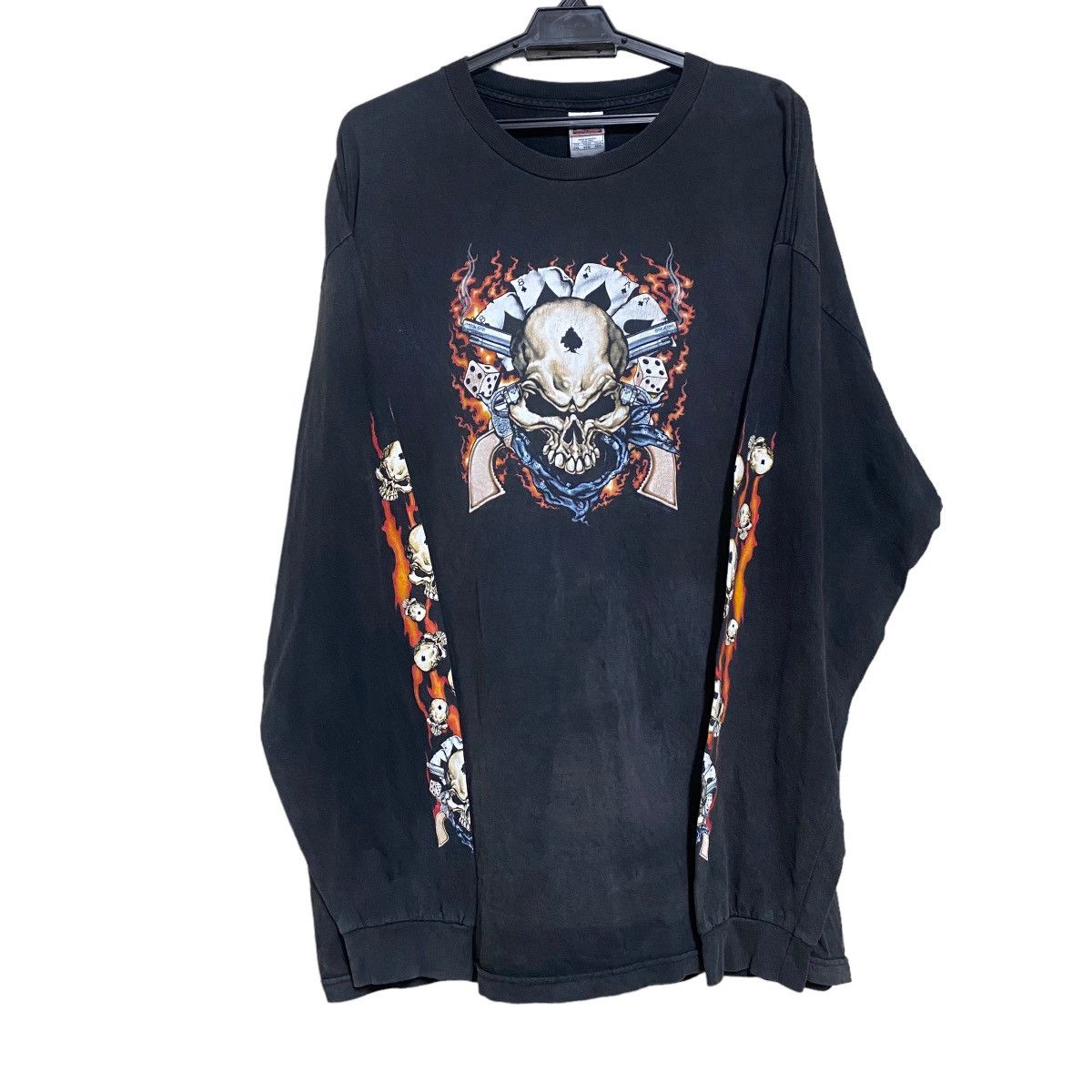 Vintage Vintage Aces Of Spades Skull Flame Shirt Longsleeve Size US XXL / EU 58 / 5 - 2 Thumbnail