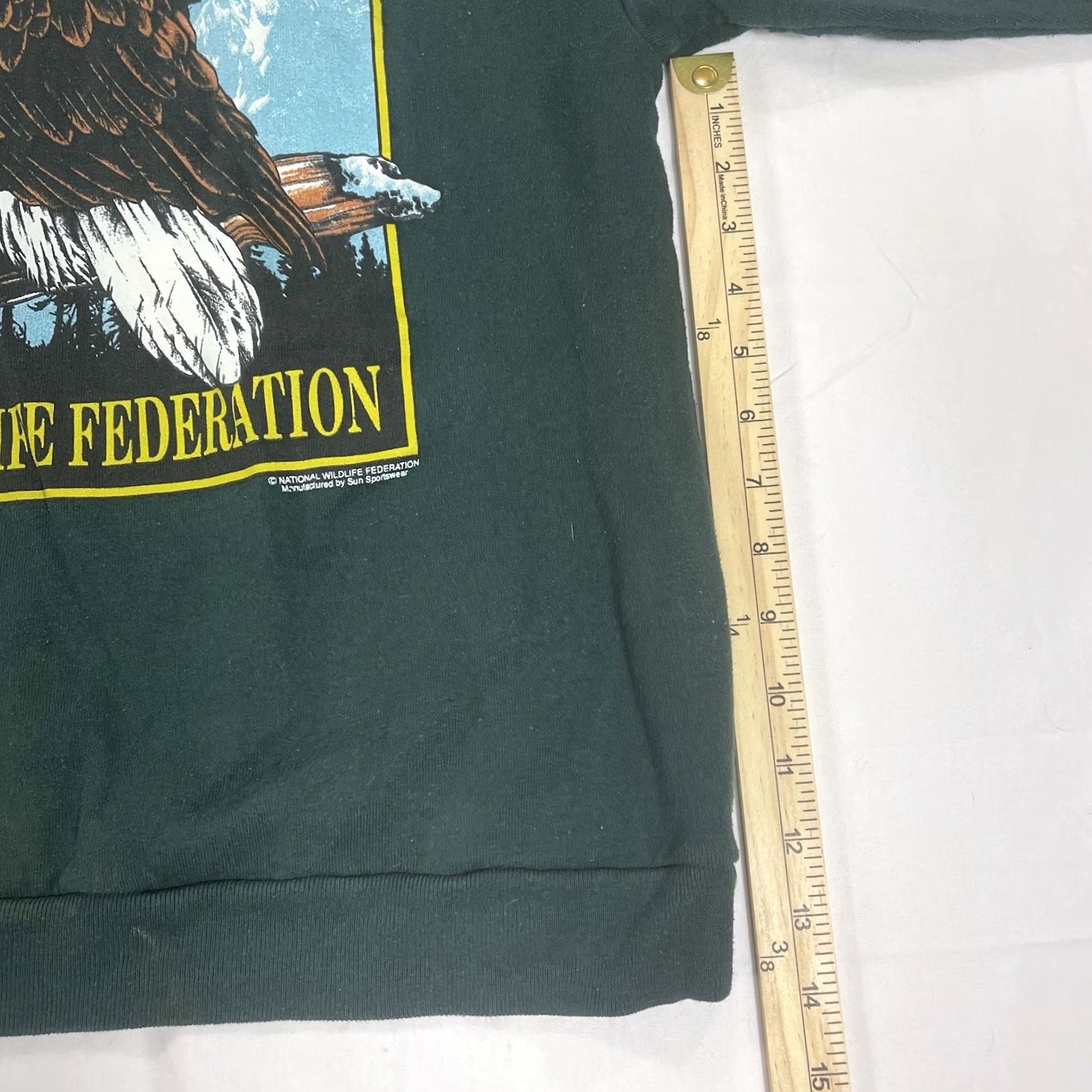 Vintage VINTAGE National Wildlife Federation Bald Eagle Sweatshirt Mens M Green 90s Shirt Size US M / EU 48-50 / 2 - 5 Thumbnail