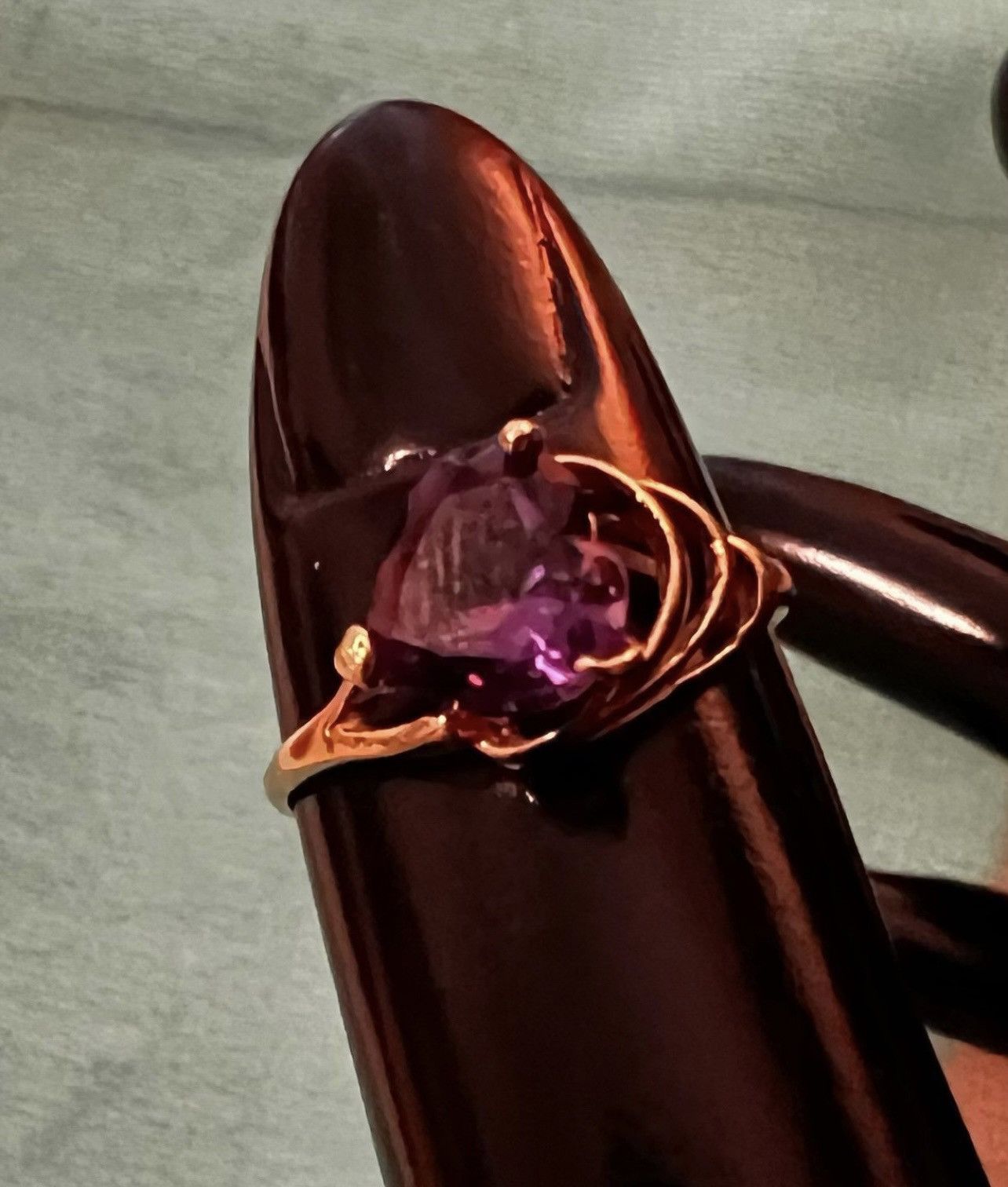 Other 14K Gold Amethyst Heart Ring Size ONE SIZE - 5 Thumbnail