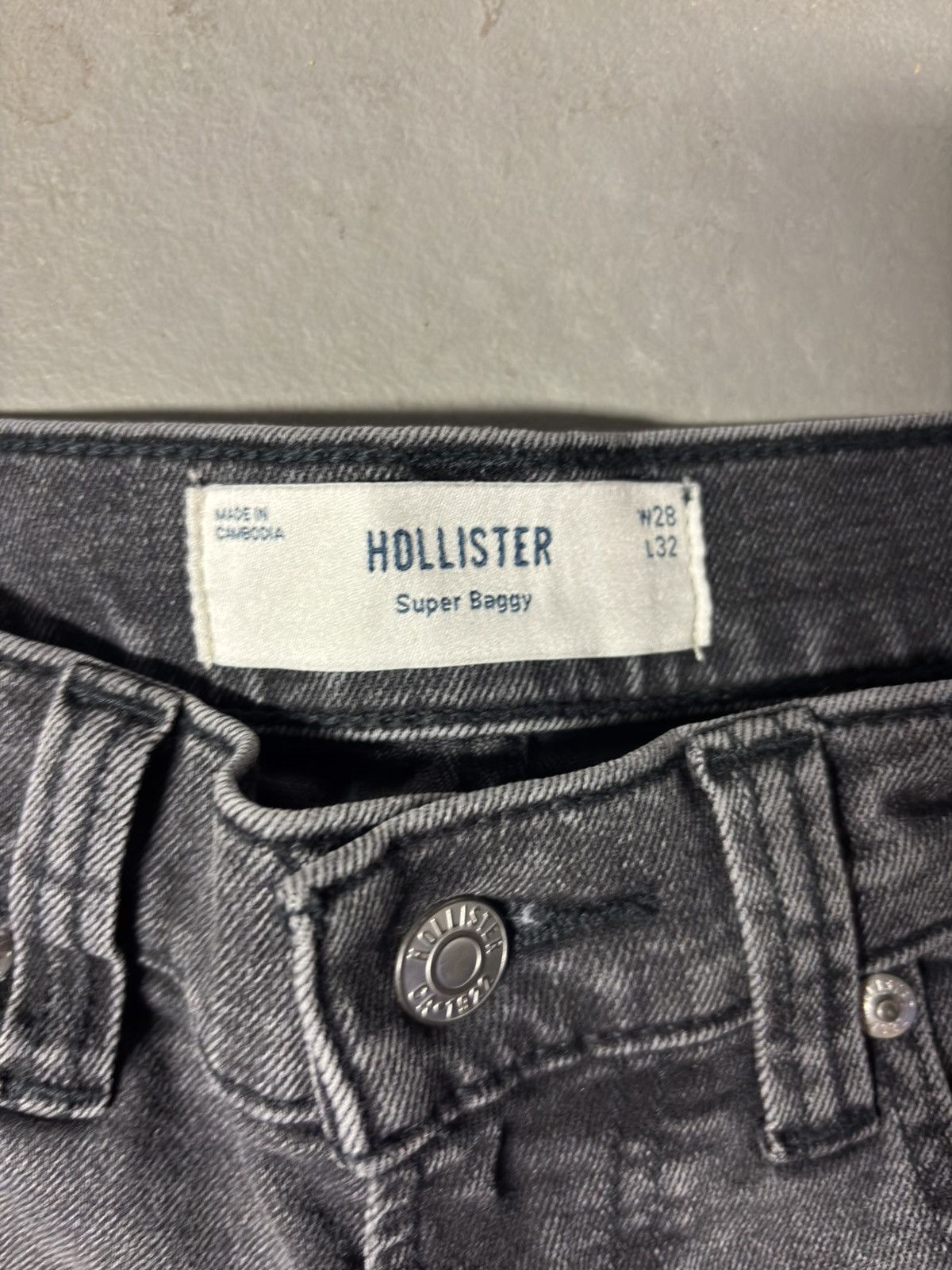 Hollister Men's Washed Black Taped Super Baggy Jeans Size US 29 - 4 Thumbnail