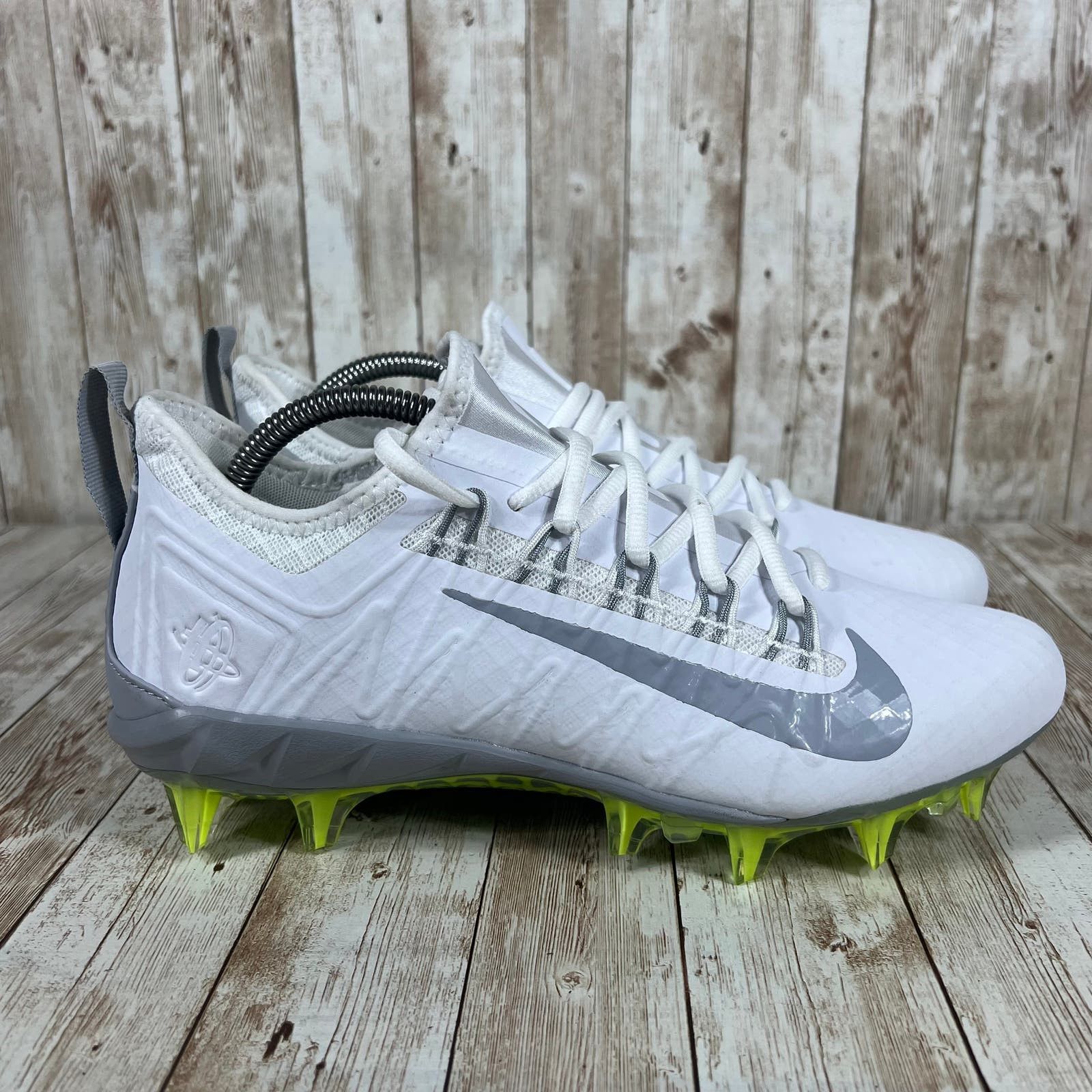 Size 10 Nike Alpha Huarache 7 Pro LE Lacrosse Cleats White/Volt/Gray AR3144-102 Nike Alpha Huarache 7 Varsity Low Lacrosse Nike Huarache 7  main image 4