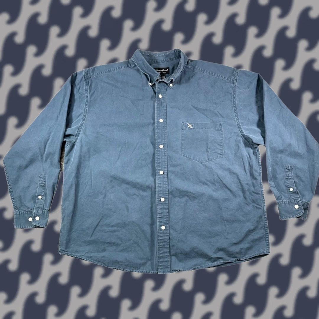 Eddie Bauer VINTAGE Eddie Bauer Shirt Mens XL Button Down Navy Blue Cotton Canvas 90s Classic Pockets Size US XL / EU 56 / 4 - 1 Thumbnail