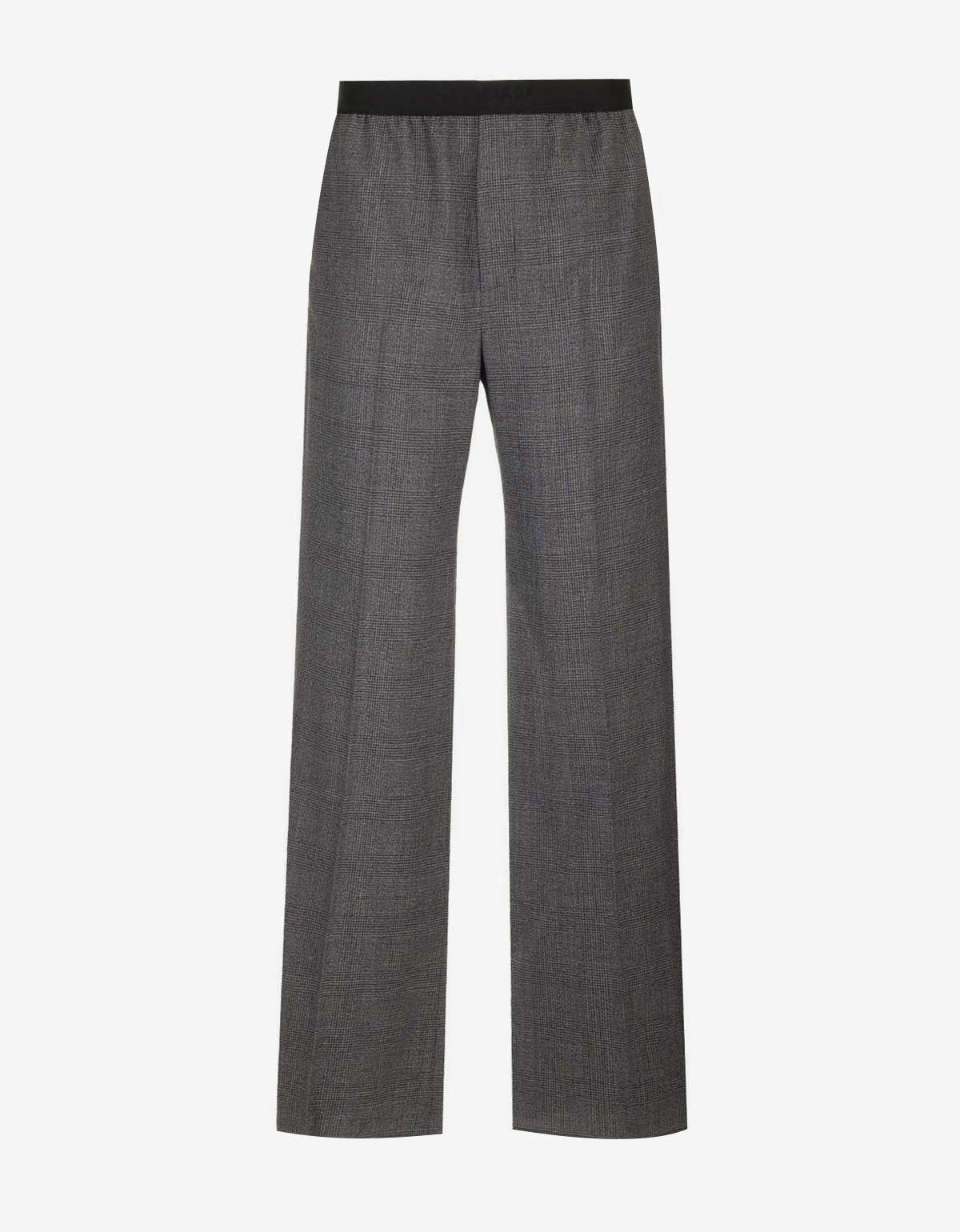 Image of Balenciaga Grey Check Wool Trousers, Men's (Size 30)