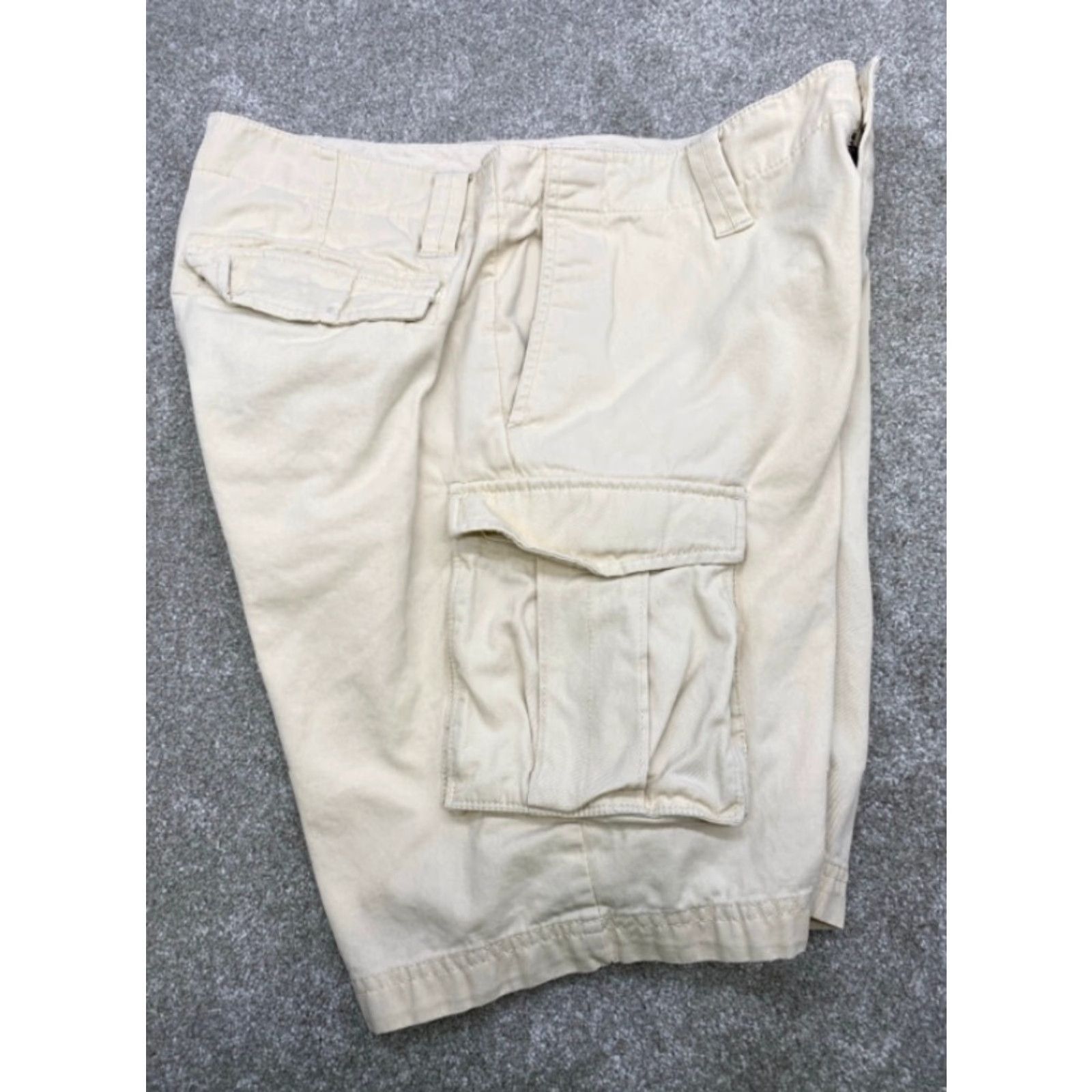 Vintage John Bartlett Cargo Shorts Men's 34x9 Cream 100% Cotton Button Pockets 4942 Size US 34 / EU 50 - 3 Thumbnail