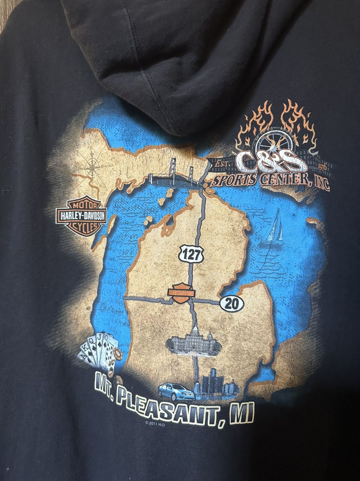 Harley Davidson Rare HARLEY-DAVIDSON FLAME ZIP HOODIE Size US XL / EU 56 / 4 - 7 Thumbnail