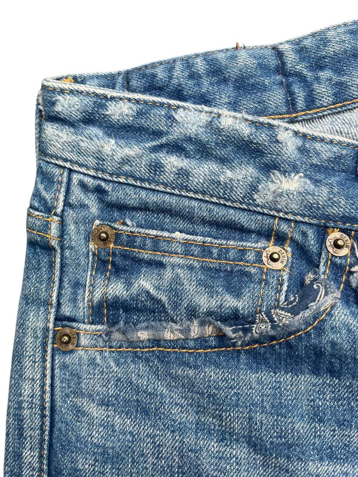 Japanese Brand Ungrid Distresed Selvedge Jeans Size 29" - 6 Thumbnail