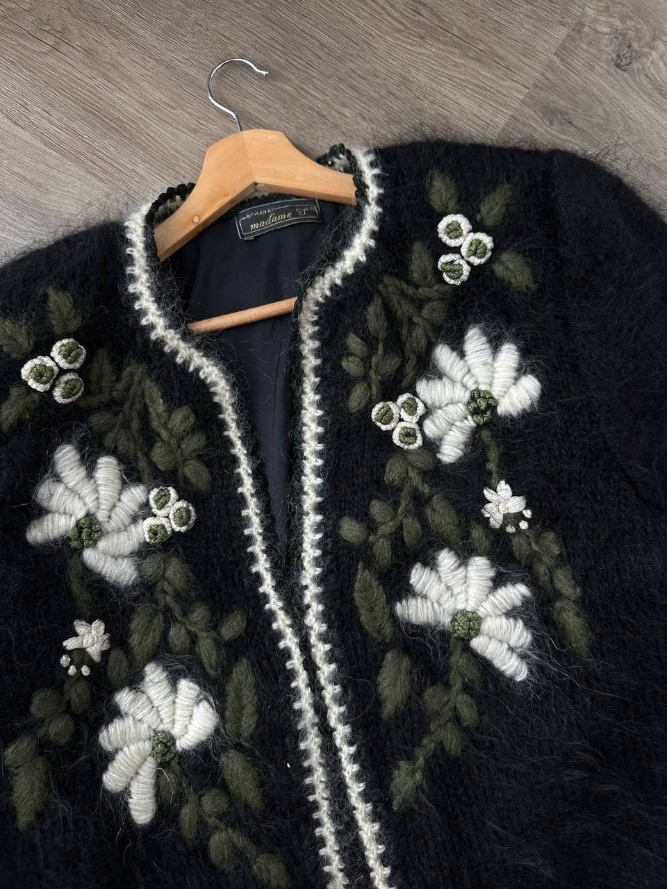 If Six Was Nine Vintage Styled By Madame Cardigan Wool Mohair Black Jacket Size US XL / EU 56 / 4 - 6 Thumbnail