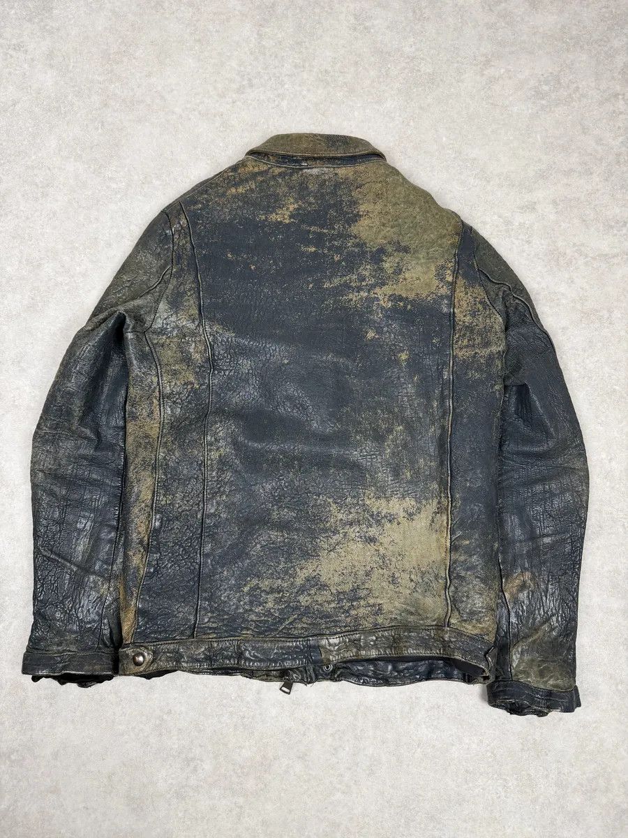 Giorgio Brato 2000s Giorgio Brato Aged Raw Brown Leather Jacket Size US S / EU 44-46 / 1 - 2 Thumbnail