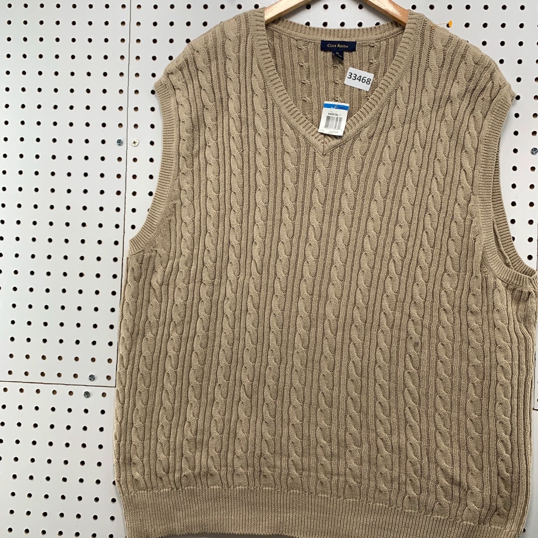 Club Room VINTAGE Club Room Cable Knit Vest Sweater Mens XL Khaki Brown NWT Casual 90s Mens XL Beige Size US XL / EU 56 / 4 - 3 Thumbnail