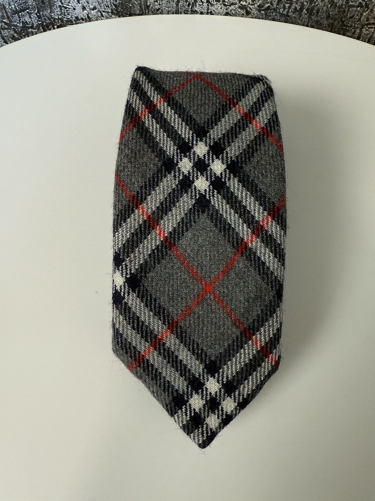 Burberry Burberry Vintage Neck Tie Grey/Red Nova check Pure wool Size ONE SIZE - 4 Thumbnail