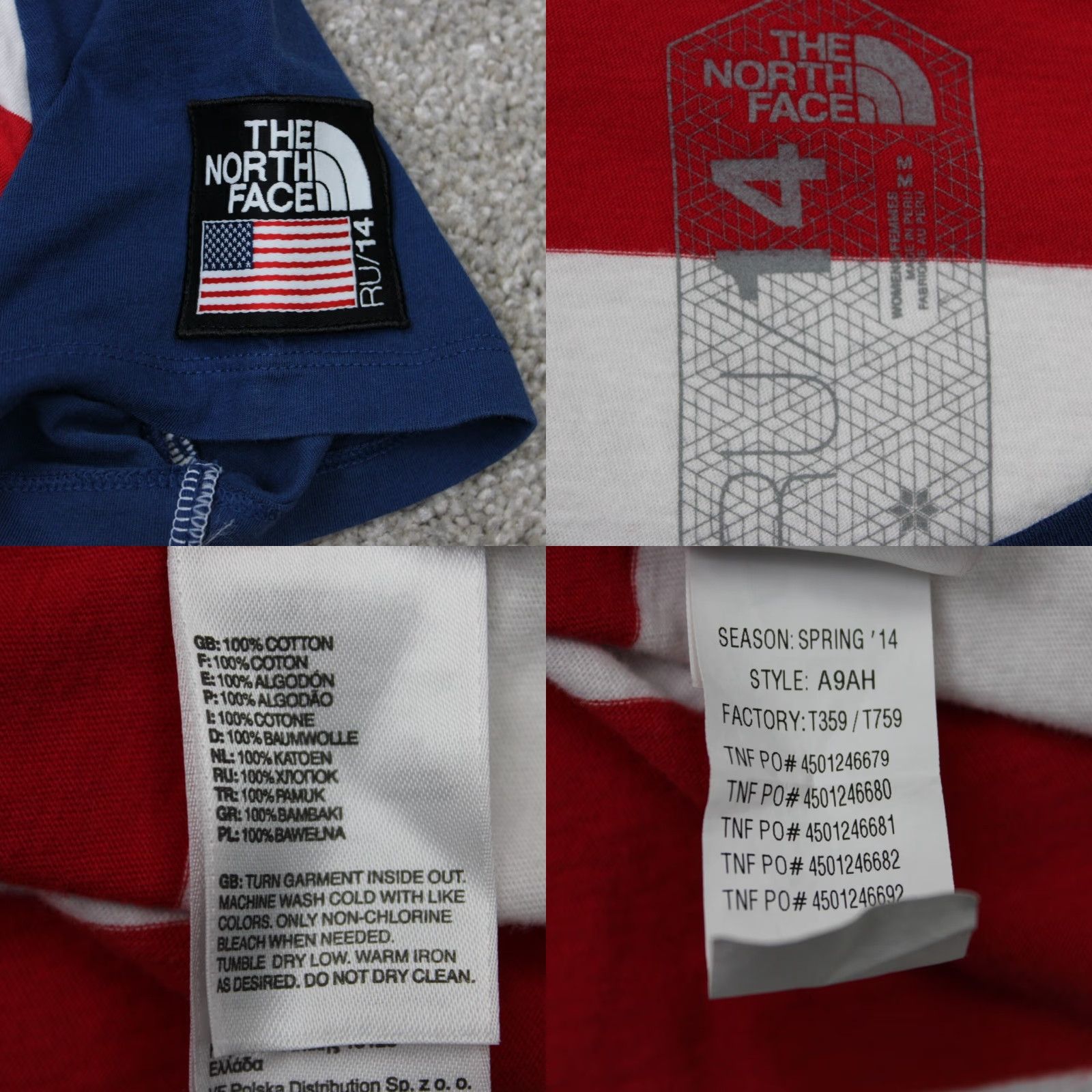The North Face The North Face Shirt Womens Medium Red/White/Blue Cotton S/S Pullover Size M / US 6-8 / IT 42-44 - 8 Thumbnail