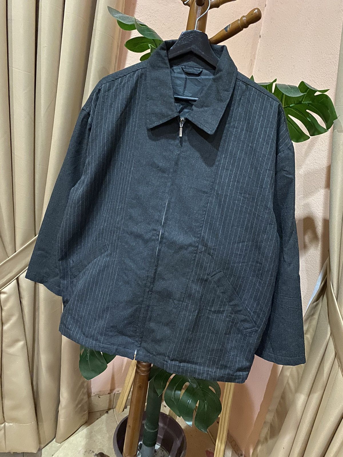 Japanese Brand Vintage Section Spinash Homme Pinstripe Zip Jacket – Classic Size US XXL / EU 58 / 5 - 2 Thumbnail