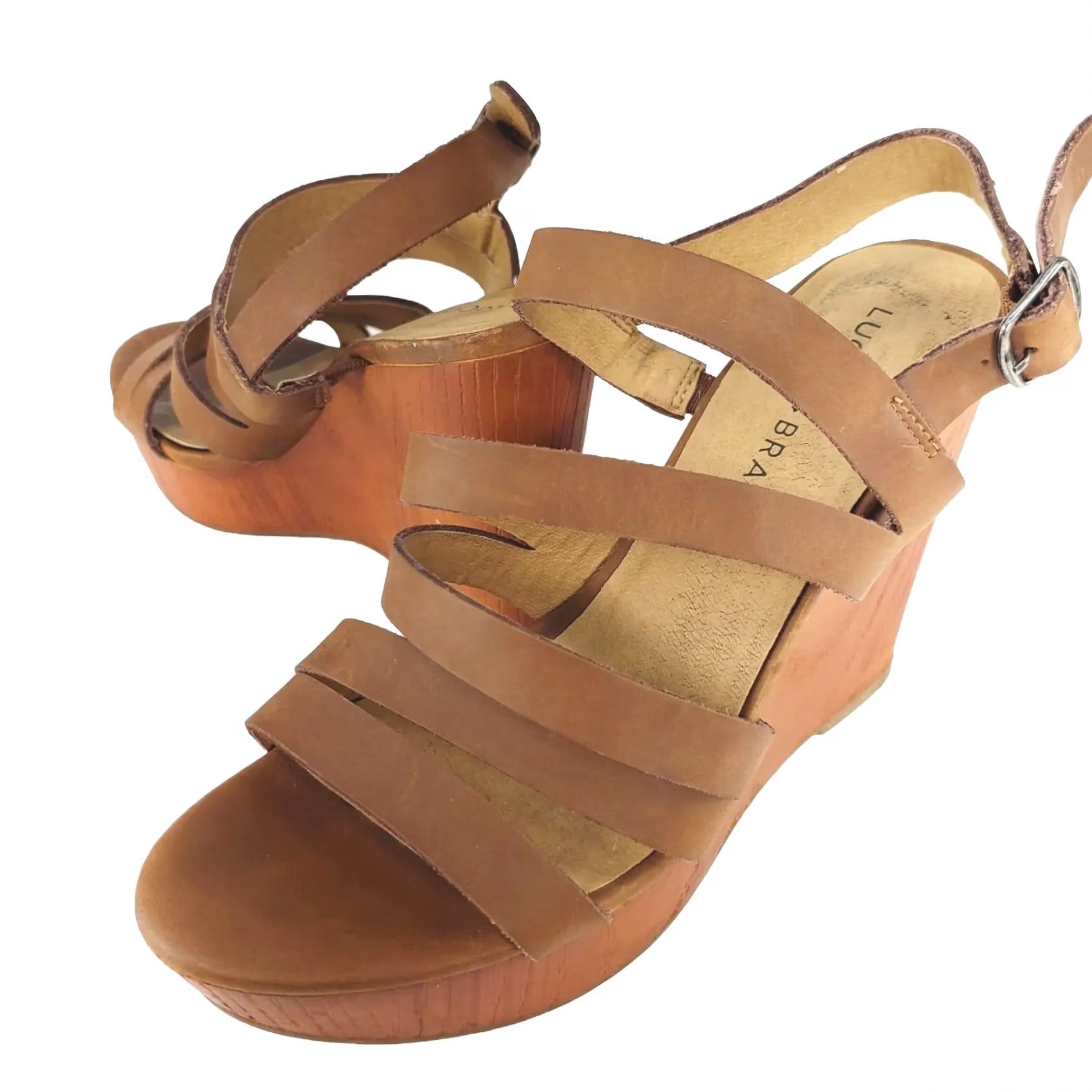 Lucky Brand Lucky Brand Larinaa Platform Wedge Sandals Leather Brown Size 6.5M/36.5 Shoes Womens Size US 7 / IT 37 - 2 Thumbnail