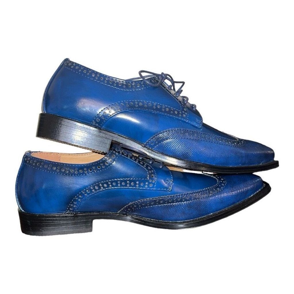 Other Antonio Cerrelli Navy Blue Lizard Print Vegan Leather Size US 10 / EU 43 - 4 Thumbnail
