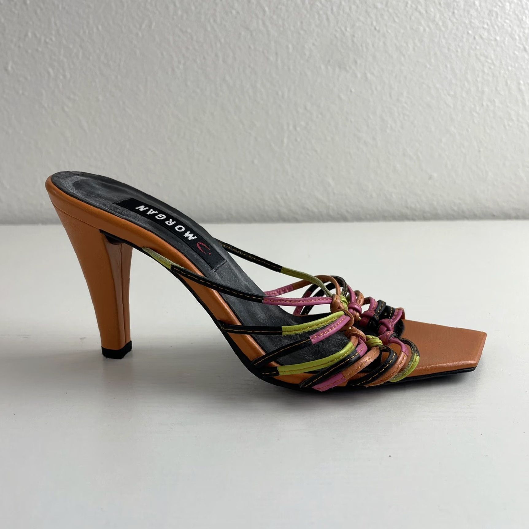 Morgan De Toi VINTAGE Morgan De Toi Heels Orange Strappy Open Square Toe Stiletto 5.5 35 Womens Shoes Mens? Size US 6 / IT 36 - 5 Thumbnail