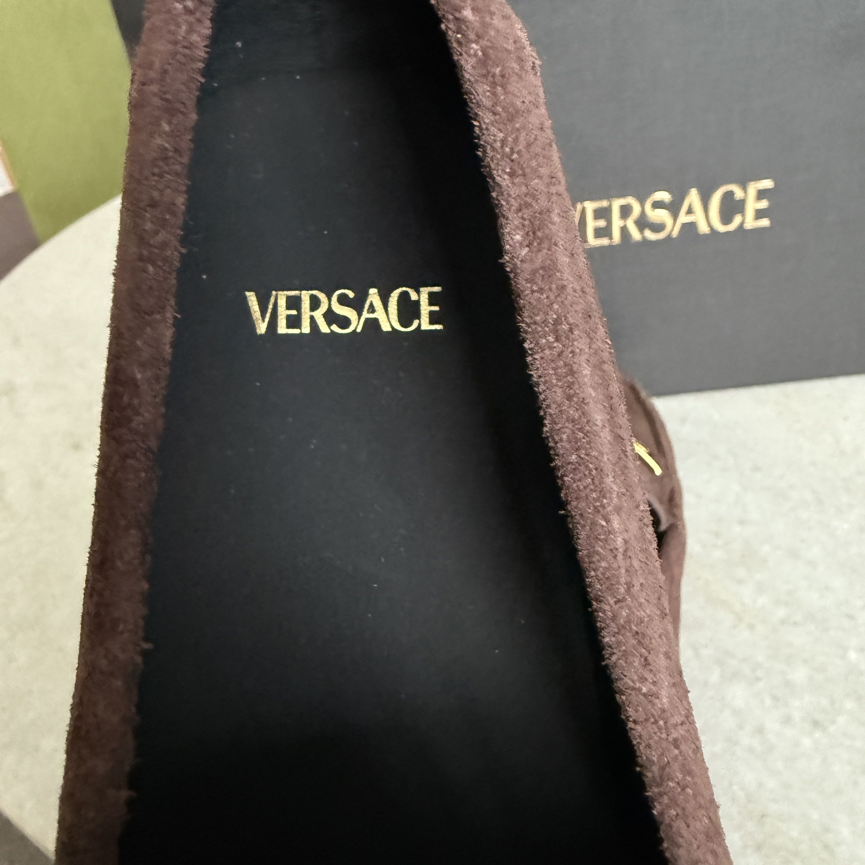 Versace VERSACE Medusa Men's Brown Suede Driver Shoes, Sz 40 Size US 7 / EU 40 - 9 Thumbnail