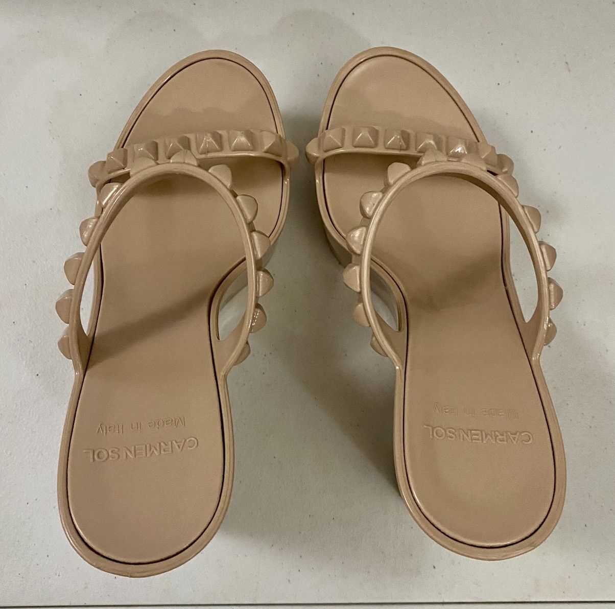 Other Carmen Sol 🇮🇹 Tonino Studded Jelly Wedge Sandals Nude 8 US Size US 8 / IT 38 - 7 Thumbnail