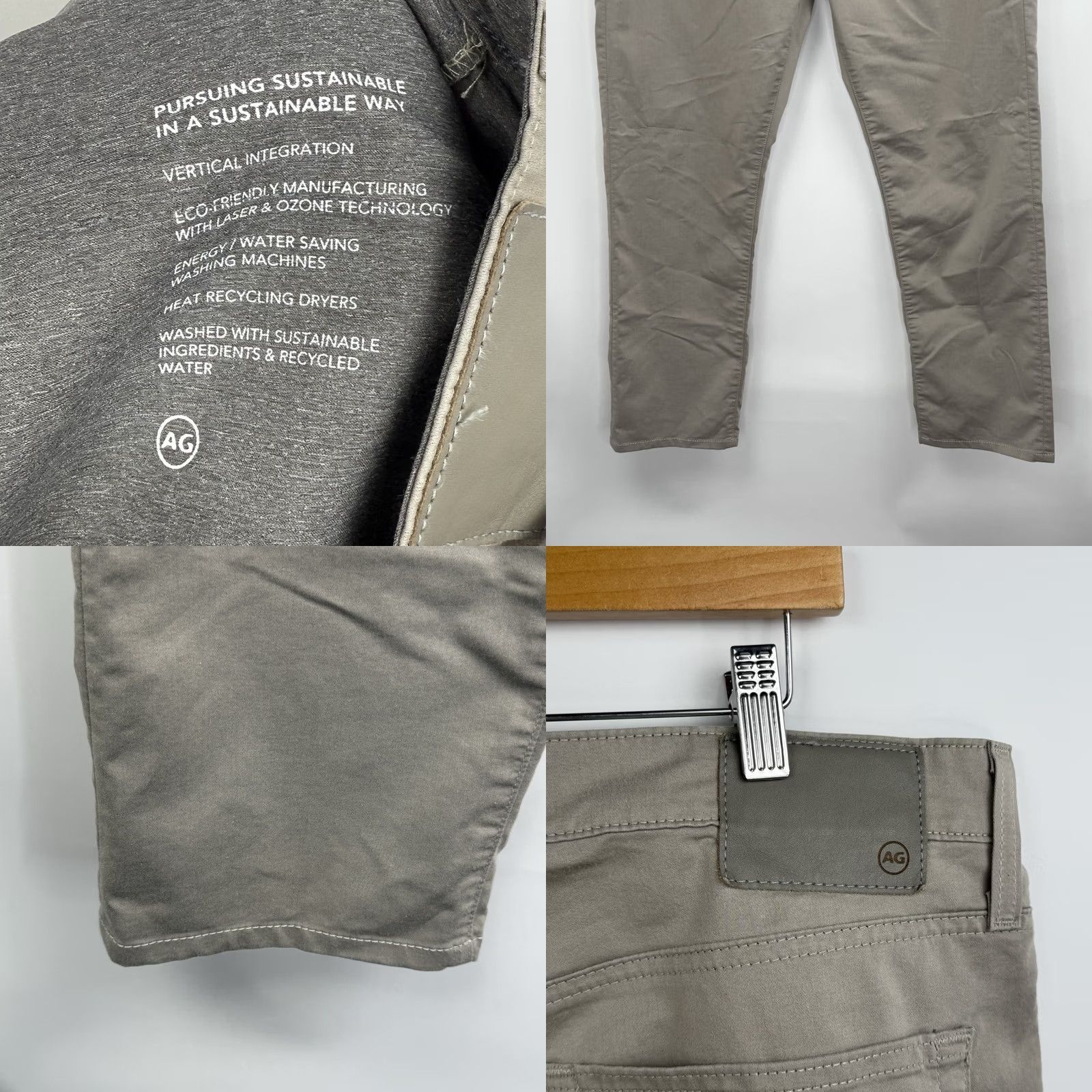Vintage AG Adriano Goldschmied The Everett Slim Straight Chino Pants Mens 37x28 Beige Size US 35 - 8 Thumbnail