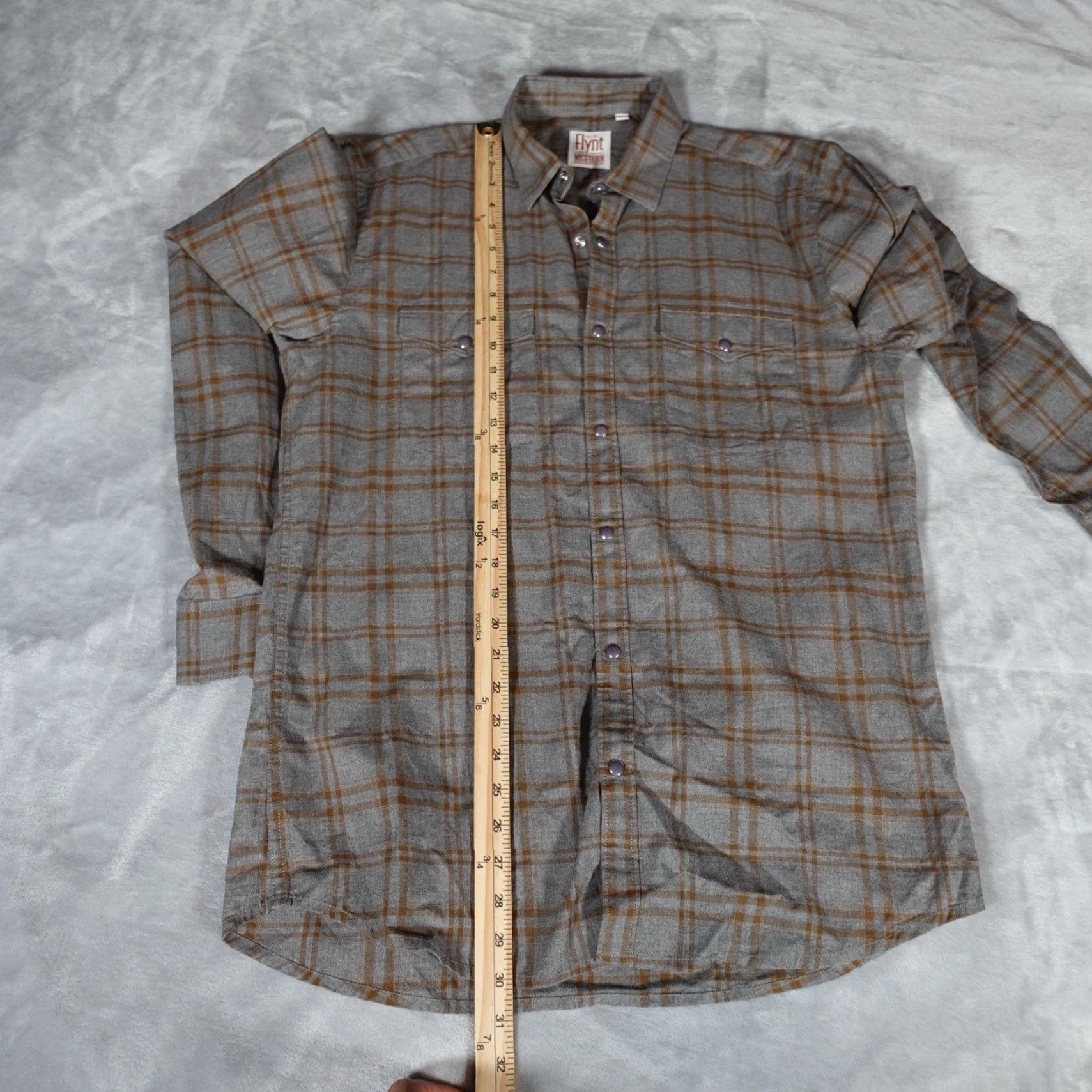 Vintage VINTAGE Flynt Western Men’s Casual Shirt L Gray Plaid Long Sleeve Snap Button-Up 90s Cowboy Slim Fit Size US L / EU 52-54 / 3 - 7 Thumbnail