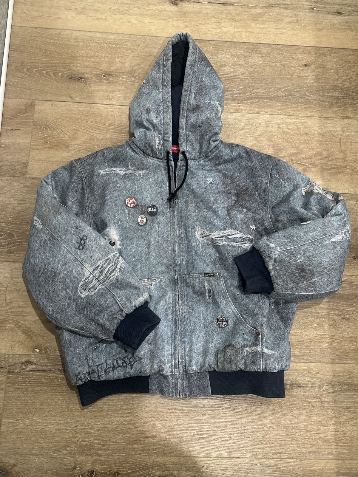 Supreme Supreme 'Reflective Stripe' Hooded Work Jacket | Grailed