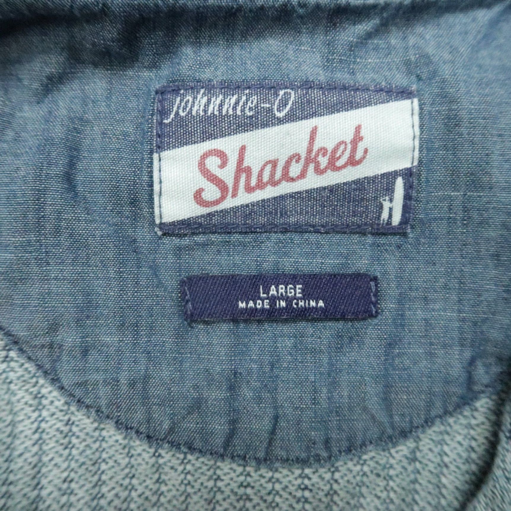 johnnie-O VINTAGE Johnnie O Shirt Mens L Indigo Blue Haskell Shacket Long Sleeve Button-Up Collared Pocketed Cotton Casual Workwear Size US L / EU 52-54 / 3 - 3 Thumbnail