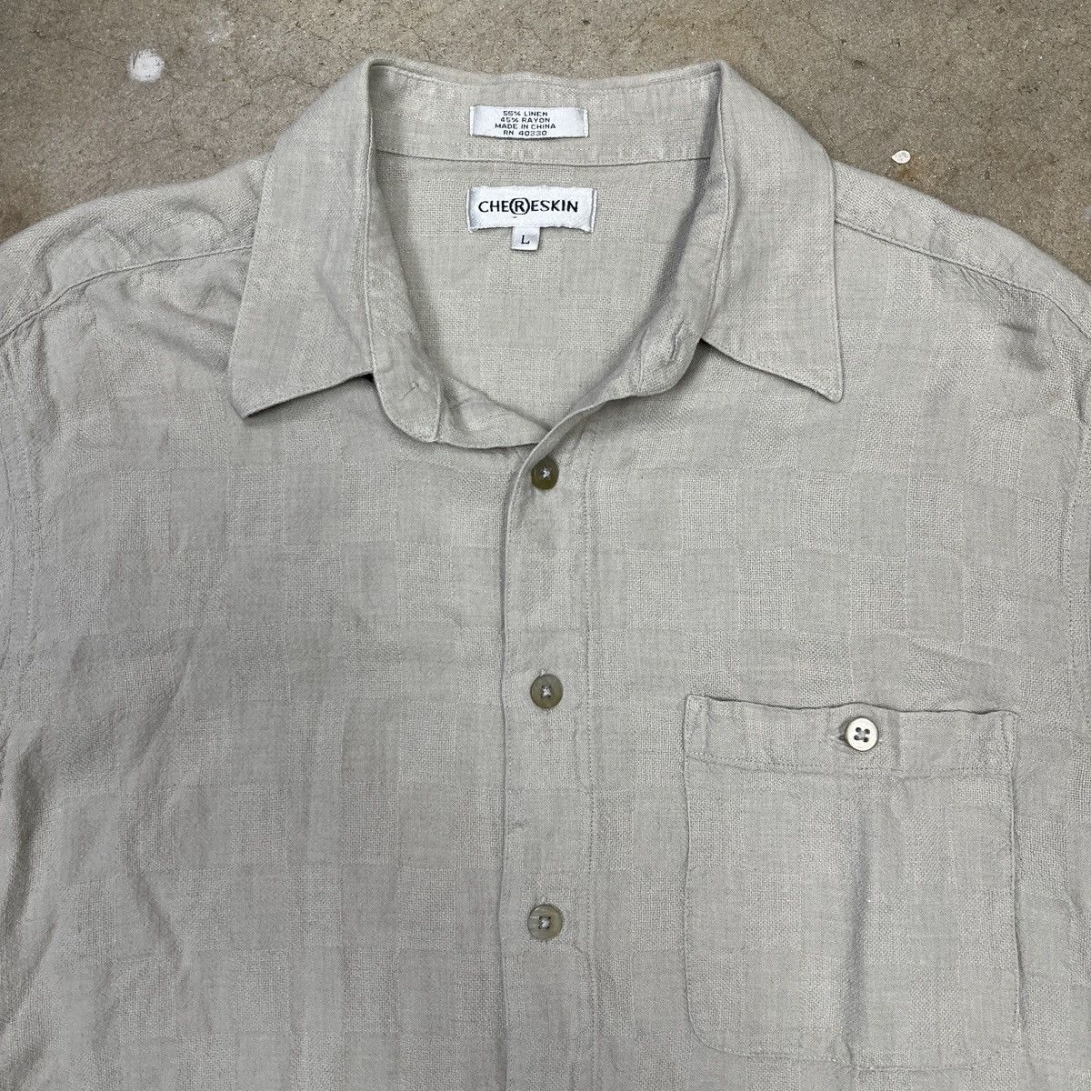 Vintage Vintage Linen Short Sleeve Button Shirt Large Beige Size US L / EU 52-54 / 3 - 2 Thumbnail