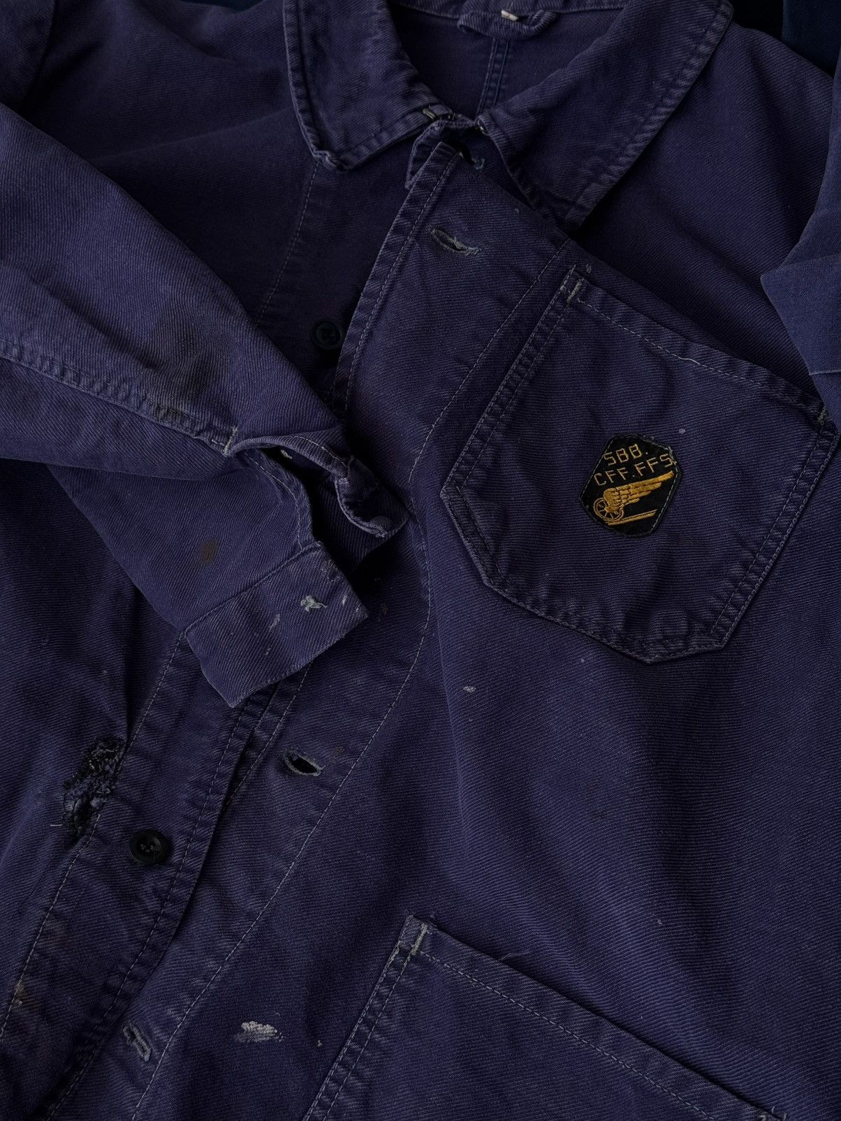 Vetra 1960s Vintage Swiss Workwear Railway Faded Chore Jacket Size US M / EU 48-50 / 2 - 2 Thumbnail