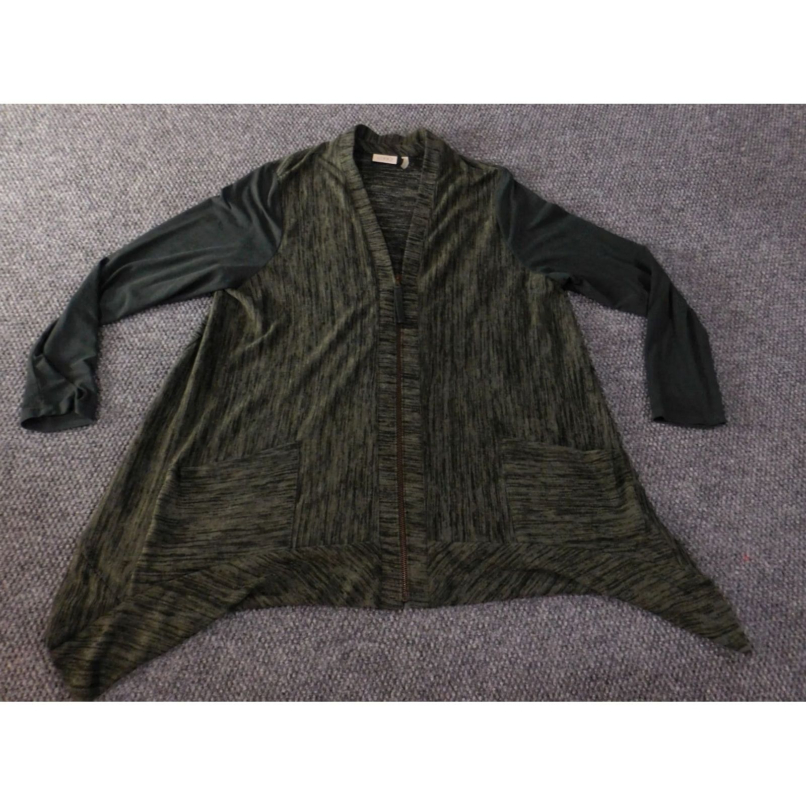 Vintage LOGO by Lori Goldstein Jacket Geometric Green Zip Long Sleeve Polyester Womens L Medium Size L / US 10 / IT 46 - 4 Thumbnail