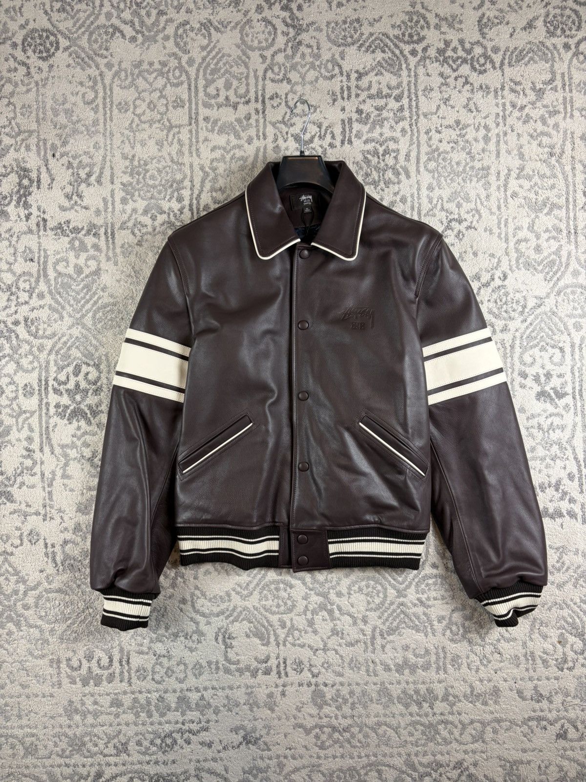 ジャケット・アウター Stussy WALES BONNER LEATHER VARSITY Stussy