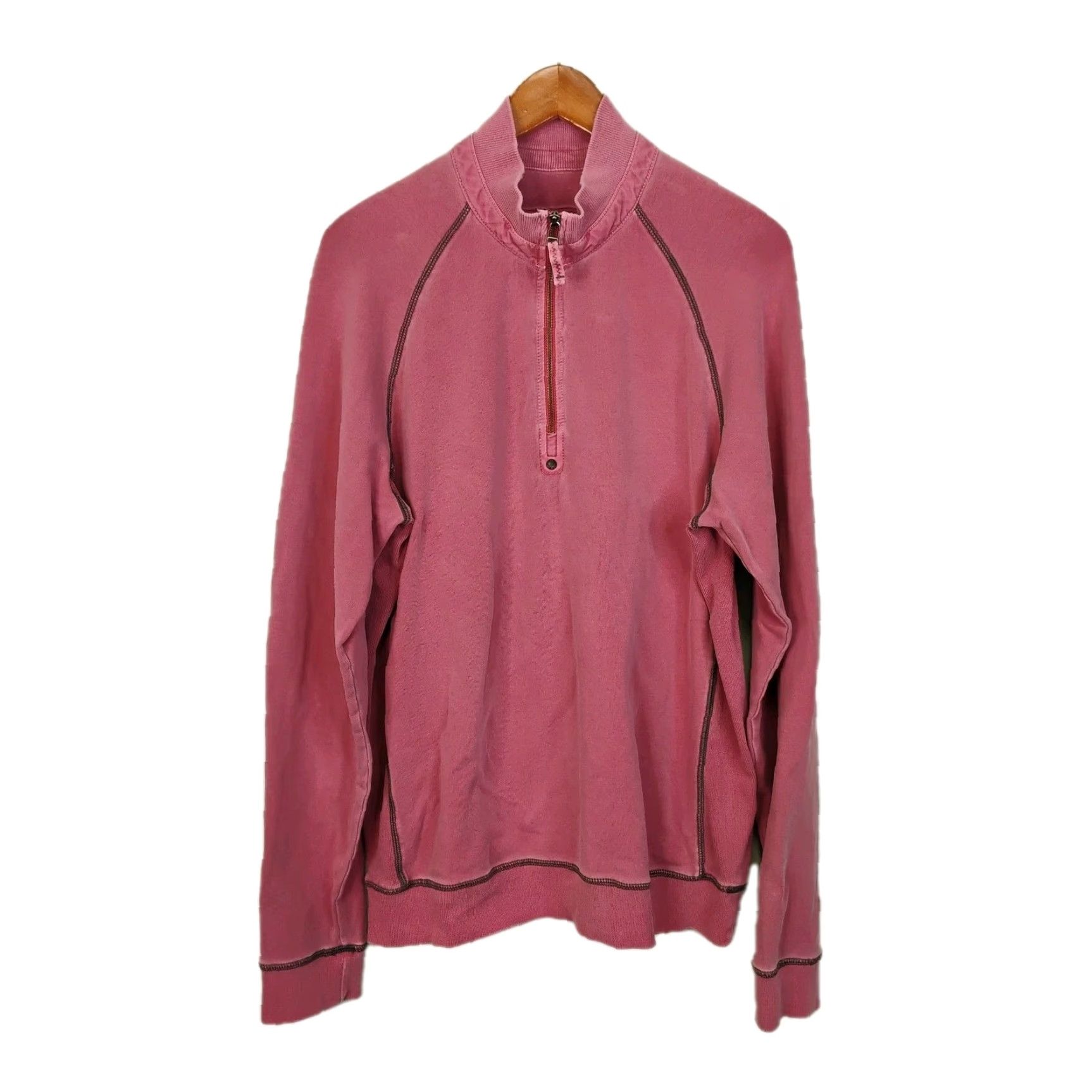 Tommy Bahama Tommy Bahama 1/4 Zip Pullover Sweatshirt Mens Medium Salmon Pink Stretch Knit Casual Shirt Size US M / EU 48-50 / 2 - 2 Thumbnail