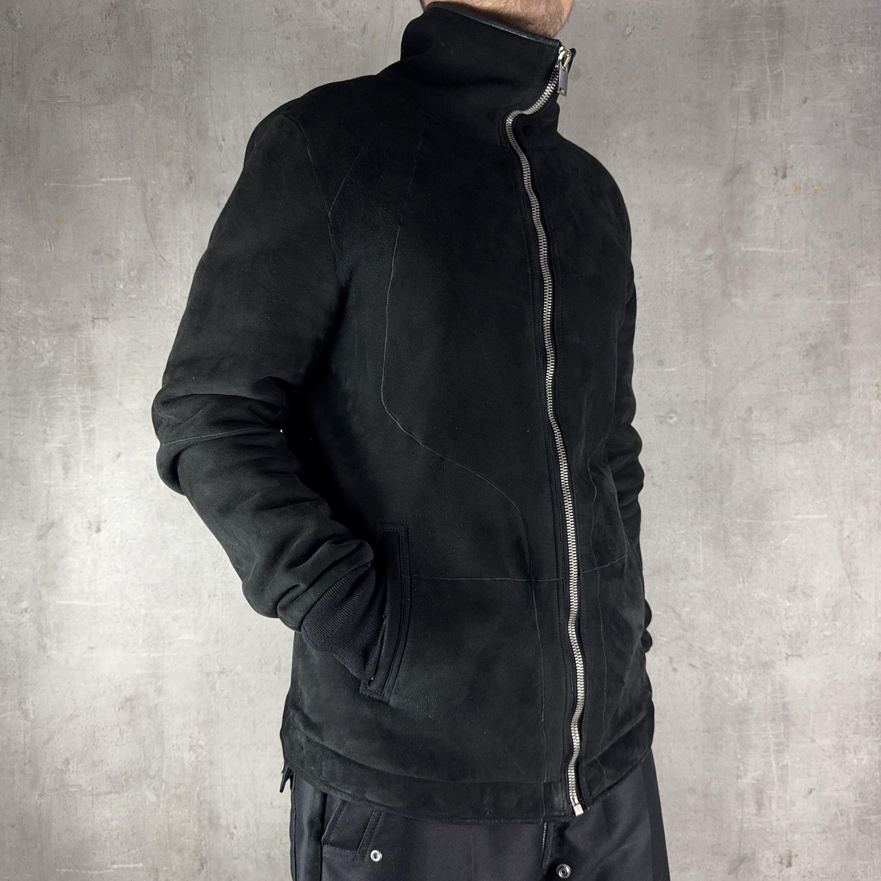 Rick Owens RICK OWENS Leather Suede Intarsia Shearling Jacket Size IT54 Size US XL / EU 56 / 4 - 7 Thumbnail