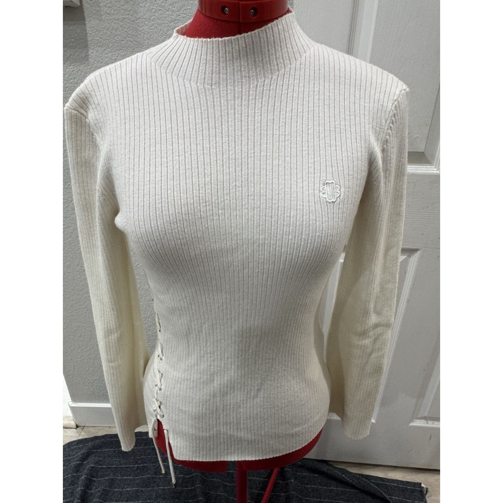 Maje Maje Manuello Designer Ribbed Sweater Criss-cross Lacing Size XS / US 0-2 / IT 36-38 - 1 Thumbnail