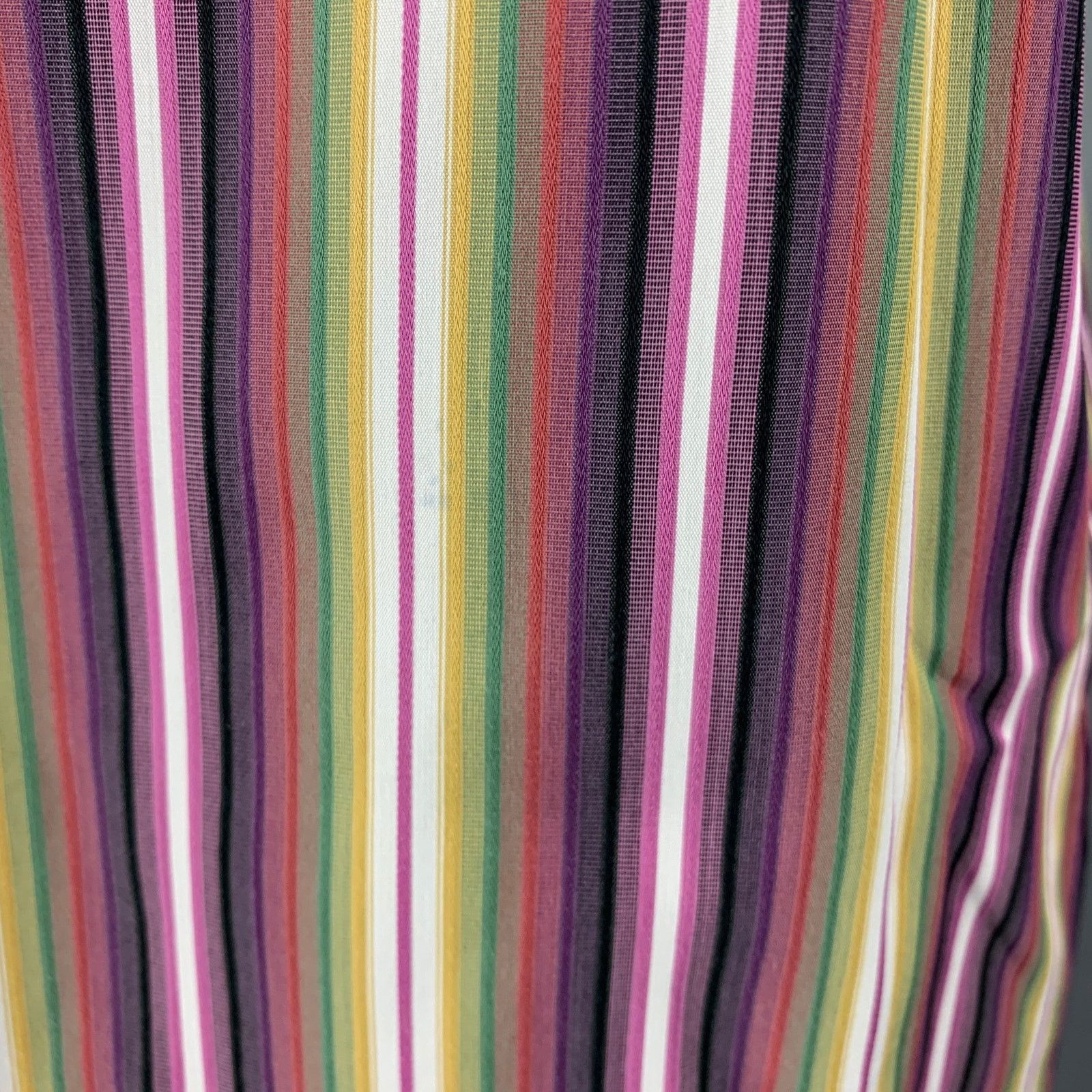Etro ETRO Purple Green Stripe Cotton Button Up Long Sleeve Shirt Size US XL / EU 56 / 4 - 5 Thumbnail