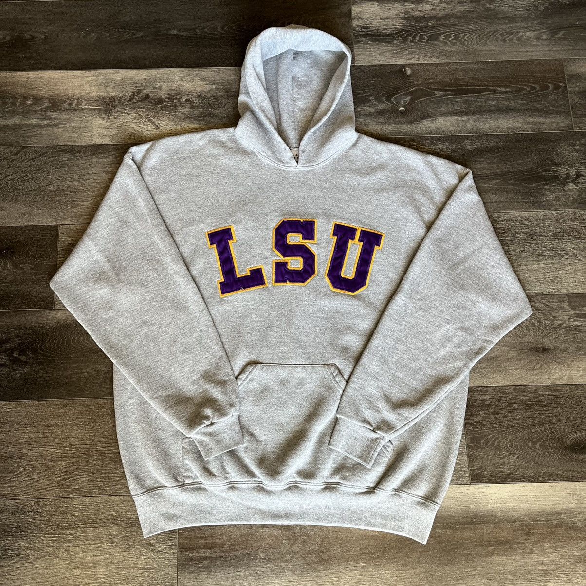 Vintage 1990s M.J. Soffe LSU Embroidered Logo College Hoodie